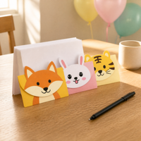Enveloppes en carton personnalisées avec des dessins animés d'animaux, cartes d'invitation pour fête d'anniversaire d'enfants, papeterie pour la rédaction de lettres, ensemble personnalisé