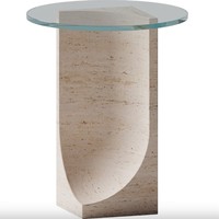 KUMUSI FURNITURE Mobilier de salon des temps modernes Table basse ronde avec dessus en verre