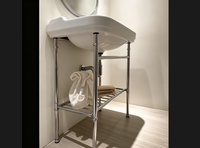 Meuble de salle de bain haut de gamme pour hôtel, cadre en métal chromé, vasque intégrée, pour salles de bain et chambres