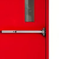 Porte coupe-feu en acier certifiée, à simple ou double battant, avec panneau de vision en verre, pour évacuation d'urgence