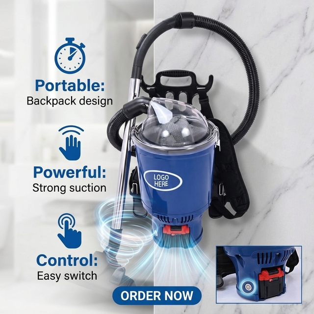 BAICHAO H6082 Hand Held With Bag Cyclonic Strong Suction Wet Dry Commercial Cordless Backpack Vacuum Cleaner