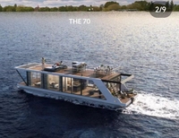 Nouveau Design Très Populaire Bateau Ponton Flottant en Aluminium de Qualité Marine, Maison Flottante pour Vacances et Fêtes de Famille