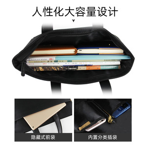 Oxford Cloth <b>Document</b> <b>Bag</b> 38x30x5cm Large Capacity Portable Office Briefcase Unisex Black - Product Image 3