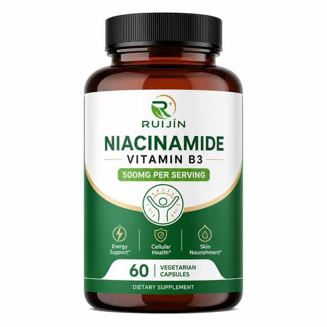 OEM Private Label Niacinamide Vitamin B3 500mg Capsules Energy Metabolism Skin Health Cellular Wellness Support Supplement