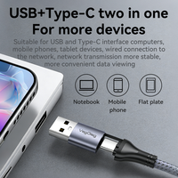 Adaptateur Ethernet VegGieg 2 en 1 USB3.0 vers RJ45 2.5G, connecteur double USB-A et USB-C, câble tressé