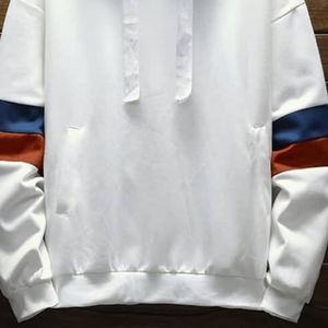 Sudadera de lana impermeable de manga larga con estampado de niño personalizado Sudadera con capucha para hombre con estampado de rayas laterales patrón sólido - Product Image 3