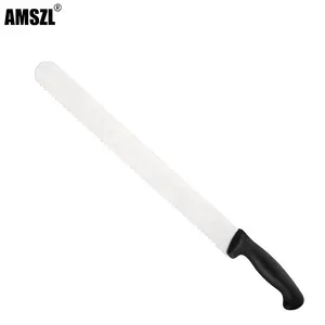 AMSZL produk baru baja Jerman 18 inci, alat pemotong pisau roti Pastry bergigi dengan pegangan PP
