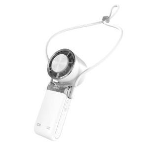 Mini ventilateur portable rechargeable personnalisable avec clip et cordon pour l'été - Product Image 1