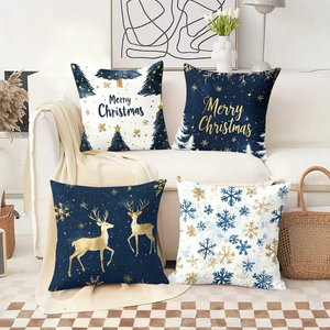 Gối trang trí Giáng sinh với họa tiết tuần lộc và bông tuyết lễ hội, mang đến không khí vui tươi cho không gian ấm cúng theo mùa. - Product Image 2