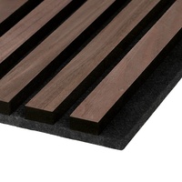 Panel dinding dekoratif latar belakang TV PET merasa dukungan Walnut Veneer kayu akustik Panel dinding Slat