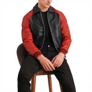 แจ็คเก็ตหนังผู้ชาย ELYSIAN INDUSTRIES แบบ Letterman ปิดซิป คอปกพับได้ สไตล์วิทยาลัย สำหรับฤดูหนาว ขายส่ง - Product Image 1
