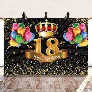 Altın flare balon mutlu doğum günü yeni parti dekorasyon afiş