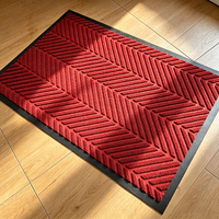 Tapis d'entrée noir à chevrons, tapis texturé en relief, paillasson antidérapant avec bordure pour la maison, le bureau et l'usage commercial