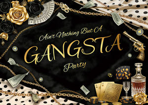 Décor de fête « Ain't Nothing <span class=keywords><strong>but</strong></span> a Gangsta » – Toile de fond noire et or sur le thème des gangsters, pour photomaton, décoration de fête hip-hop et casino - Product Image 3