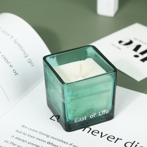 Venta al por mayor tarro de vela de cristal cuadrado con tapa personalizada apliques frascos de cristal cuadrados brillantes para vela perfumada - Product Image 6