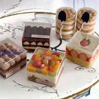 Haute qualité Transparent PS carré Dessert boîte Tiramisu et Mousse conteneur pour pâtisserie cuisson gâteau ustensile sucre bébé nourriture