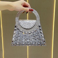 Pochette de soirée de luxe en strass pour femme, sac à main à anse anneau imprimé serpent avec chaîne, sac de soirée scintillant pour mariage et fête pour femmes