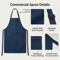Tablier de cuisine professionnel réglable en polyester filé MJS 240 g/m², 28x32 pouces, avec double poche, lavable en machine, réutilisable, pour restaurant