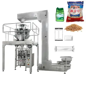 Mesin kemasan segel pengisi otomatis vertikal untuk 5kg gandum kacang pelet sereal beras