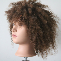 14 Zoll # 4 Lockige Wellen-Übungsköpfe für Damenfrisuren, 100% Echthaar-Mannequin-Köpfe für Kosmetologie-Übungen und Styling