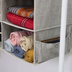 Detachable 3 Shelf <b>Collapsible</b> Hanging Organizer for Clothes and Shoes Canvas Hanging Closet Shelf Organizer - Product Image 3