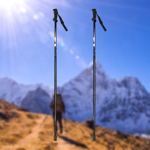 Multifunctional Aluminum Alloy Trekking Poles White And Black 3 Joint Section 1 For Hiking And <b>Skiing</b> - Product Image 1