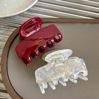 Barrette à cheveux carrée vintage en acétate simple coréen avec étiquette dorée, clip moyen creux, plaque française, barrette à cheveux pour femme, barrette à cheveux pour l'arrière de la tête