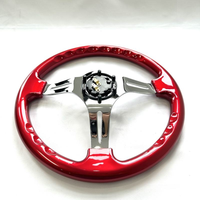 Volant de course Deluxon Drift Rally, diamètre 350 mm, déport 70 mm, rayons en alliage d'aluminium chromé, 3 roues rouges en ABS, 1,4 kg, pour voitures de course et rallyes