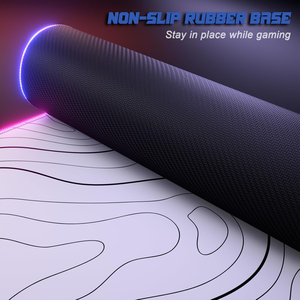 Tappetino per Mouse da Gaming Personalizzato Grande con LED RGB, Contorno Topografico, Bianco, Quadrato, per Tastiera e Scrivania - Product Image 3