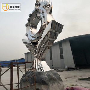 Escultura de Acero Inoxidable Jiahua, Geométrica Abstracta, para Montar en el Suelo, Pieza de Arte Decorativa Hecha a Mano - Product Image 4