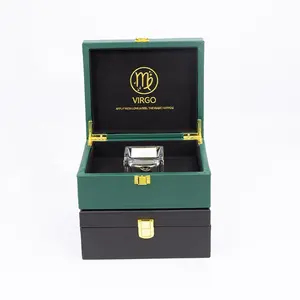 Nice Black Leather Frame Perfume Boxes Packaging Gift Wooden Boxes Perfume Bottles 50ml Glass With Box