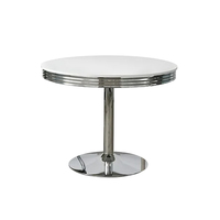 Table à manger de style industriel personnalisable avec structure en acier résistant pour l'extérieur, idéale pour les hôtels, restaurants et cafés