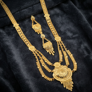 Wholesale 14K 18K 24K Micro Gold Floral Design Rani Haar Necklaces Set Indian Wedding Jewelry Set Fashion Brass Gold Jewelry Set - Product Image 6