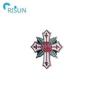 Fabrication de métal maçon épinglette rouge <span class=keywords><strong>Rose</strong></span> <span class=keywords><strong>Croix</strong></span> <span class=keywords><strong>Croix</strong></span> maçonnique franc-maçonnerie épingle insigne Logo personnalisé <span class=keywords><strong>Rose</strong></span> fleur bijoux broche broche - Product Image 2