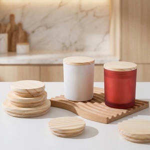 Couvercles en bois de pin Landy pour pots à bougies avec joint en silicone hermétique, couvercles d'aromathérapie pour pots en verre, remplacement, logo personnalisé - Product Image 3