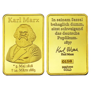 FS-artisanat commémoratif allemand Karl Marx plaqué or linlion or pur Bar 24k - Product Image 6