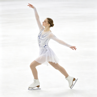 Robe de patinage et de danse blanche et bleue, col rond, manches longues en maille, dos découpé avec strass, pour enfants et adultes, compétition et performance