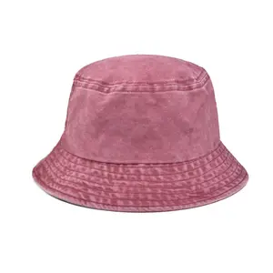 卸売無地ヴィンテージバケット帽子無地黒デザイナーバケット帽子バルク綿バケット帽子
