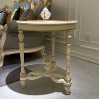 Table d'appoint ronde de style baroque, en bois massif doré, de luxe classique antique, pour villa, manoir, mobilier de maison