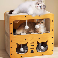 Luno Villa pour chat en bois massif de haute qualité, économique, luxueuse, moderne, écologique, confortable, mobilier pour animaux de compagnie tendance, sans assemblage