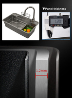 Bassin extensible 78x48 pistolet gris bol unique épaississement pressage évier haute capacité multifonctionnel évier en acier inoxydable cuisine