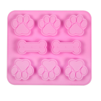 Moule à gâteau en silicone jetable écologique pour pudding et gelée, avec motifs de patte de chien et de patte de chat, pour mousse et chocolat