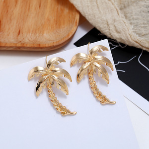 Moda banhado a ouro hoop coco brincos jóias verão praia palmeira brincos para as mulheres - Product Image 2