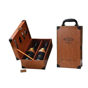 Factory Direct Sale Commercial wine box Handmade Glass bottle Luxury box Embossed Whisky Gift Box