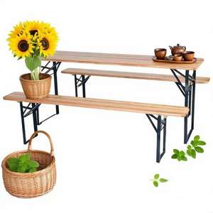 Set Tavolo e Panca <span class=keywords><strong>da</strong></span> Birreria Pieghevole <span class=keywords><strong>in</strong></span> <span class=keywords><strong>Legno</strong></span> per Picnic, Cortile, Feste ed Eventi all'Aperto - Product Image 3