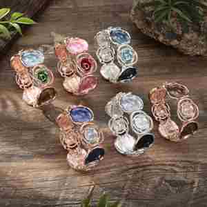Brazalete Elástico de Aleación de Zinc Heitira B36041 para Mujer, Diseño Geométrico de Rosa Hueca, Romántico, para Aniversario, Combinable con Todo, a la Moda - Product Image 3
