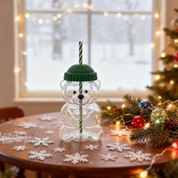 Nouvelles tasses mignonnes en verre borosilicate pour barista, avec couvercle et paille, recyclables, cadeau de Noël, verrerie