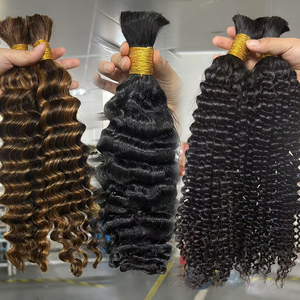 Cabello Humano para Trenzas con Cutícula Alineada, Ondulado Profundo, Cabello Humano Rizado a Granel para Trenzas Bohemias, 100% Cabello Humano para Trenzar - Product Image 1