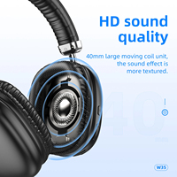 Casque Sans Fil Hoco W35 Supra-Auriculaire avec Réduction de Bruit, Écouteurs de Jeu