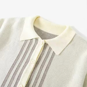 Cardigan tricoté à manches courtes pour hommes de haute qualité Logo personnalisé ODM populaire coton tricoté Polo t-shirt <span class=keywords><strong>pull</strong></span> haut pour hommes - Product Image 5